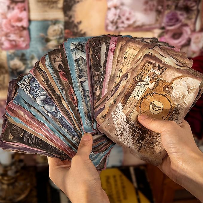 180 Sheets Scrapbook Paper,6 Pack(60 designs) Rose Story Style Mixed Media Collage Paper For Scrapbooking, Junk Journals, Card Making And Decoupage,3.9x5.5 Inch