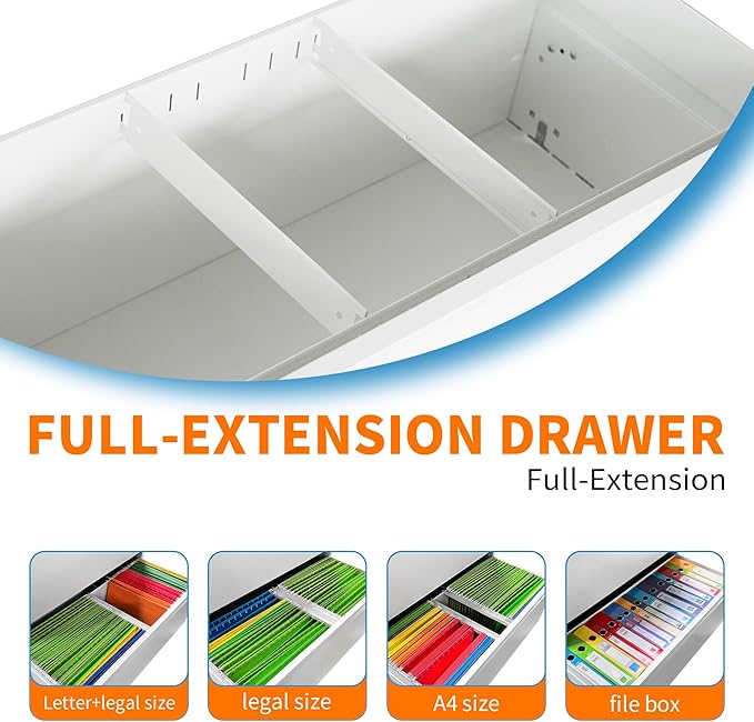 Lateral File Cabinets with 2 Drawer,Metal Lateral Filing Cabinet for Home Office,Wide Steel Storage Cabinet Commercial Drawer for Legal/Letter/A4 Size Files Assembly Required