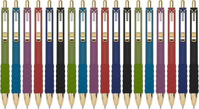 Linbsunne Ballpoint Pens Black Medium Point 1mm Pen with Super Soft Grip Ball Point Pen for Men Women Retractable Pens (Vintage-18 pcs)