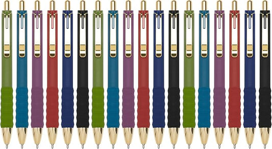 Linbsunne Ballpoint Pens Black Medium Point 1mm Pen with Super Soft Grip Ball Point Pen for Men Women Retractable Pens (Vintage-18 pcs)