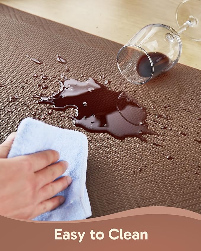 Ophanie Kitchen Mats for Floor, 9/10 Inch Thick Kitchen Rugs, Anti Fatigue Standing Cushioned Mat, Waterproof,Comfort Ergonomic Mat for Office, Home, Sink, 20''x32'' Brown Non-Slip Bottom