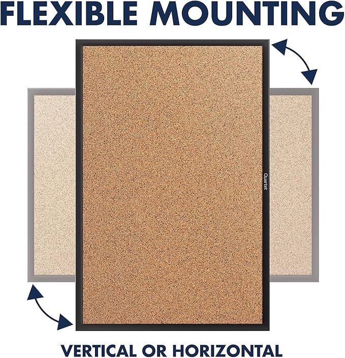 Quartet Cork Board, Bulletin Board, 4' x 3' Corkboard, Black Frame (2304B)