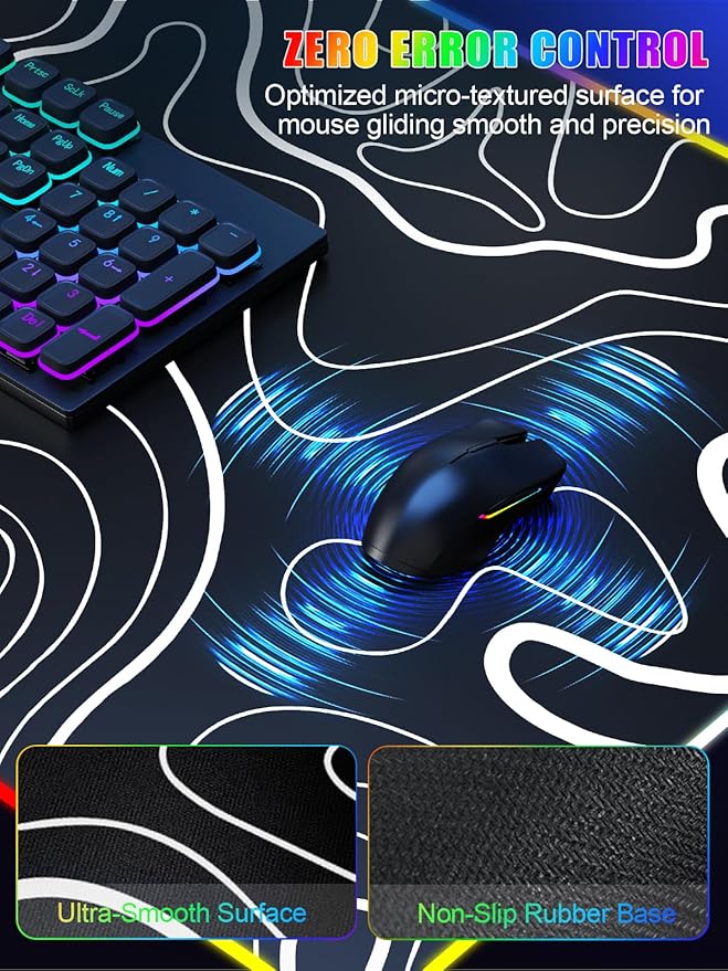 Mouse Pad with Foldable Phone Holder & Wireless Charger, XXL RGB Gaming Mousepad 31.5"x15.8" Large Desk Mat for Keyboard, Black Desk Pad with Dual Qi Charging Station | 11 Colors 5 Modes | Waterproof