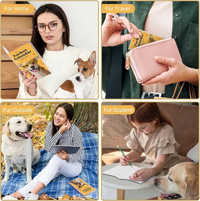 Pocket Calendar 2026-2027, Yellow 2026-2027 Monthly Planner - 3.7" x 6.7" - Runs from January 2026 Until December 2027, 2026 Pocket Planner with PVC Cover for Home, School, Office Supplies