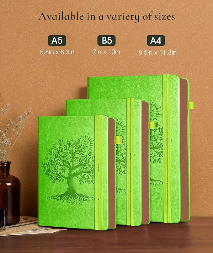 Vintage Leather Journal - 300 Page Lined Journal Notebook with Numbered Pages,A5 Notebook for Women Men,Travel Diary,Daily Journal for Writing, Note Taking, School & Work (5.8" x 8.3")