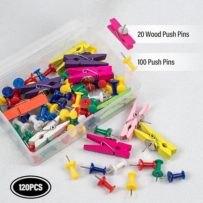 AKTOP White Cork Bulletin Board 12x12, 1/2" Thick Felt Cork Board Tiles 12 Pack, Small Square Pin Board for Wall, Self Adhesive Corkboards with 120 Push Pin Wood Clips for School, Home & Office