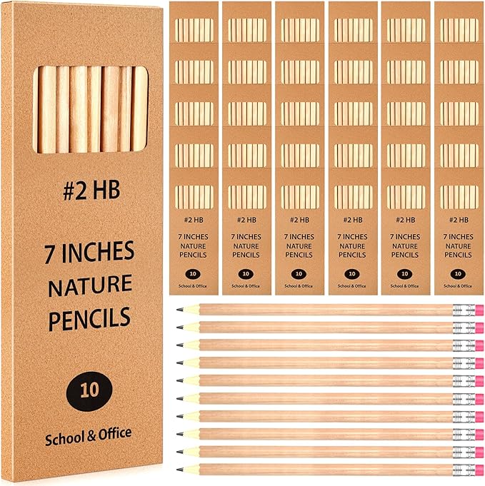 Geyoga 30 Packs of 300 Count #2 Pre Sharpened Pencils Bulk Woodcased for Classroom #2 HB Triangle Shape Pencils with Top Erasers for Teacher Office Back to School Supply(Wood Color)