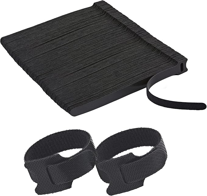 150 PCS Reusable Cable Ties with Hook and Loop, Multi-purpose Adjustable 8 Inch Cable Management Wire Ties Cable Straps for Organizing Home, Office and Data Centers (Black)