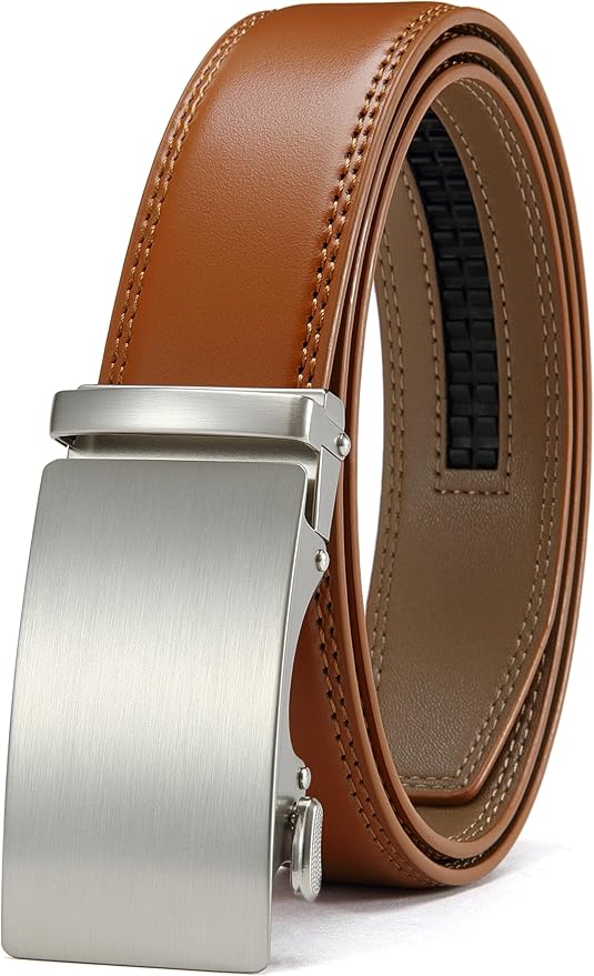 CHAOREN Mens Belt - Mens Ratchet Belt Leather 1 3/8" for Dress Pant - Micro Adjustable Belt Fit Everywhere