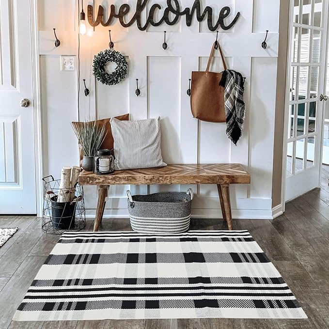 Buffalo Plaid Outdoor Rug 27.5"x43" Front Door Mat for Front Porch Decor,Spring Summer Welcome Mats Outdoor Indoor, Doormat for Farmhouse/Entryway/Home Entrance