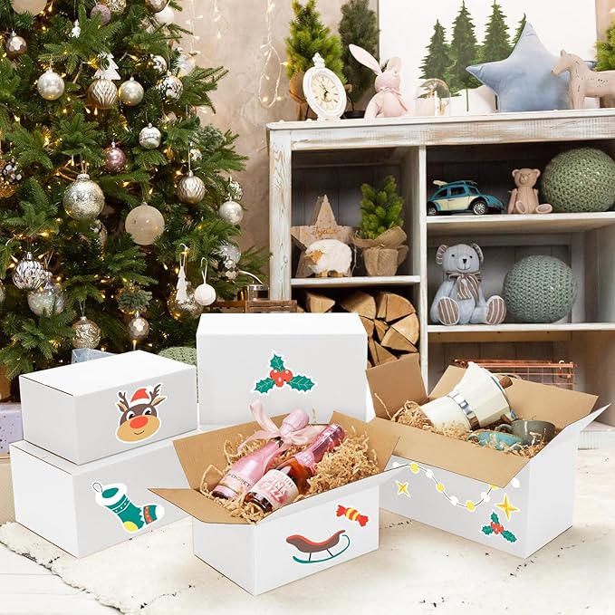 Eupako 8x6x6-Small-Shipping-Boxes-30-Pack-White-Corrugated-Box-Mailers, Cardboard Boxes for Packaging Small Business, Mailing