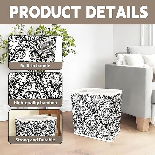 4.5 Gallon Bamboo Basket, Cute Toilet Paper Storage, Decorative Magazine Basket, Holder, Organizer, for Pantry, Office, Bedroom, Bathroom, Dorm, Living Room, Cabinet, Kitchen