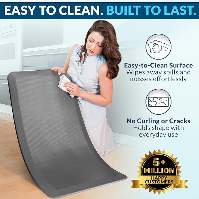ComfiLife Anti Fatigue Floor Mat – 3/4 Inch Thick Kitchen Mats for Floor, Standing Desk Mat, Kitchen Rug – Comfort at Home, Office – Durable – Stain Resistant – Non-Slip Bottom (20" x 39", Gray)