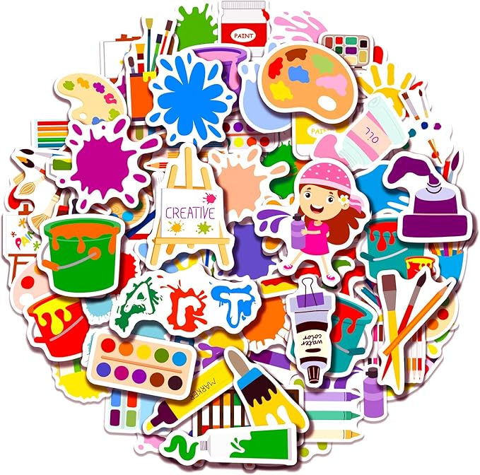 100 Pack Art Painting Stickers, Artistic Painting Party Favors Gifts, Birthday Decorations Gifts
