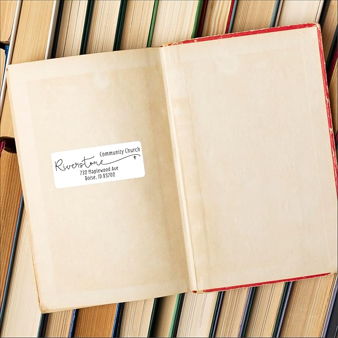 White Address Labels - Personalized Name Stickers, Custom Printed Return Mailing and Shipping Labels for Envelopes, Packages, Business, Home Use (Cross)