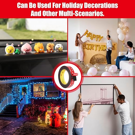 Double Sided Tape Heavy Duty, Waterproof Mounting Foam Tape, 16.5ft Length, 0.98in Width, High Temperature Resistant Adhesive Tape for Car, LED Strip Light, Office Decor, Made of 3M VHB Tape.