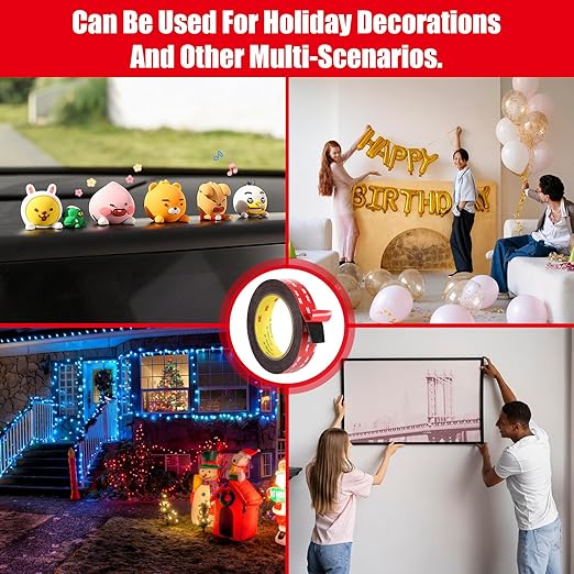 Double Sided Tape Heavy Duty, Waterproof Mounting Foam Tape, 16.5ft Length, 1.97in Width, High Temperature Resistant Adhesive Tape for Car, LED Strip Light, Office Decor, Made of 3M VHB Tape.