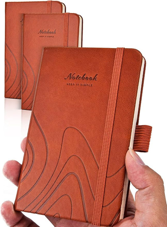 AISBUGUR Pocket Notebook, Small Notebook, Total 320 Pages 2-Pack, 3.7" x 5.7" Pocket Notebook (2 Pack, Brown1)