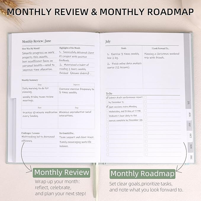 2026 Planner - Weekly and Monthly Planner, January 2026 - December 2026, Linen Hardcover, 2026 Calendar Planner Book with Tabs, Aesthetic, Perfect for Office Home School Supplies (Green, A5)