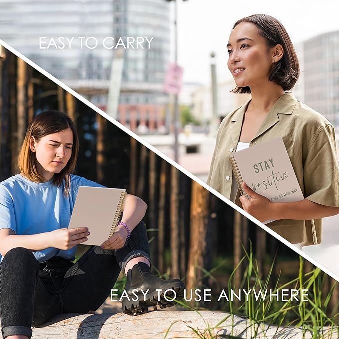 QLMX Stay Positive Inspirational Spiral Notebook for Women Men Employee, Positive Affirmation Journal Notebook, Motivational Coworkers Notebooks for Work, Motivational Office Supplies Gifts, 5.5x8.3