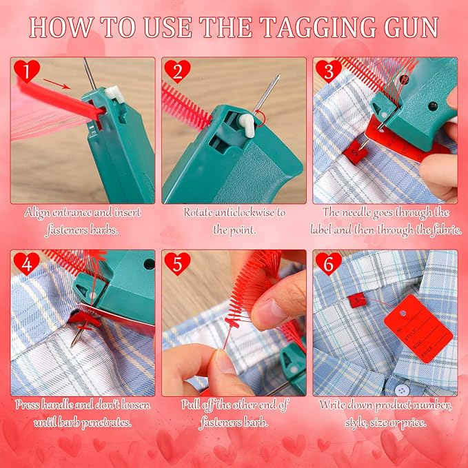 Chumia 3576 Pcs Stitch Tag Gun for Clothes, Quick Clothing Fixer, Tagging Gun with 3000 Barbs, 5 Needles and 100 Price Tags, Sewing Kit for Retail Stores, Garage Yard Sales(Red)