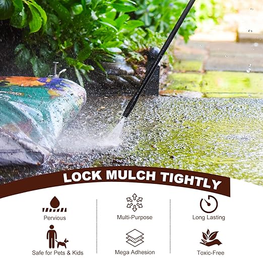 Mulch Glue for Landscaping, 0.5 Gallon Rocks Glue, Fast-Drying Adhesive for Rock, Gravel & Mulch, Non-Toxic, Long-Lasting Stabilizer for Pine Straw, Pebbles & Weed Barrier, Strong Spray for Outdoor