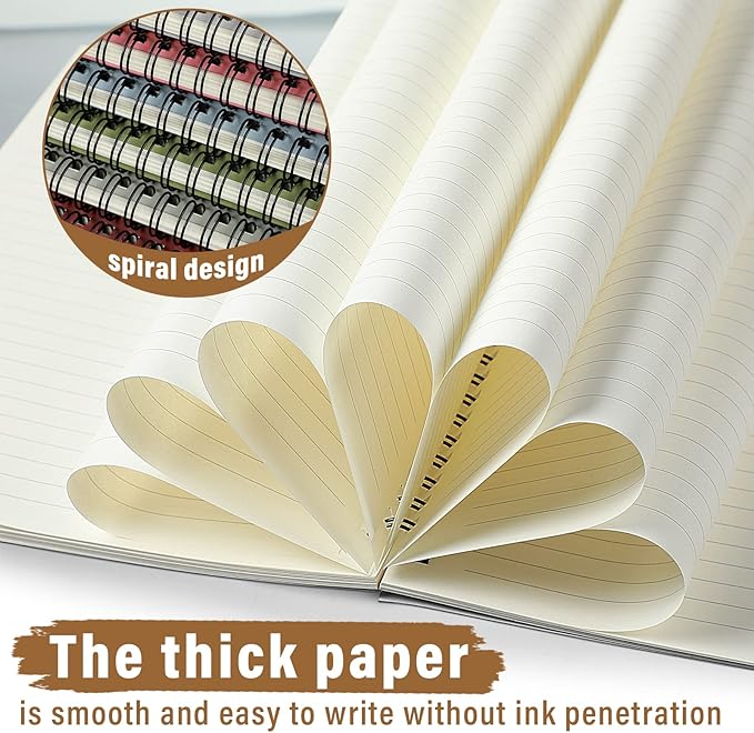 Fuutreo 12 Pcs Spiral Notebook for Work A5 8.3 x 5.7 Inch College Ruled Spiral Journal Notebook Kraft Cover Ruled Paper, 12 Color, 60 Sheets, 120 Pages for Office School(Morandi Color)
