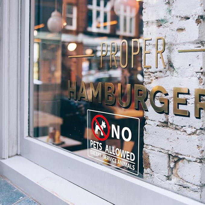 No Pets Allowed Sign for Business Sign 10x8 Inch Sticker Vinyl Window Door Sign Waterproof UV Proof Decal 2 Pack