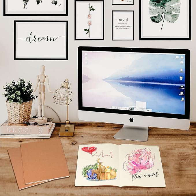 30 Pack Large B5 Blank Notebook & Journal Bulk, Kraft Cover, B5 Size, 7.6x10 inch, 60 Pages, Unlined Thick Paper, Composition Note Pad Sketchbook Set for Traveler Student Business Office