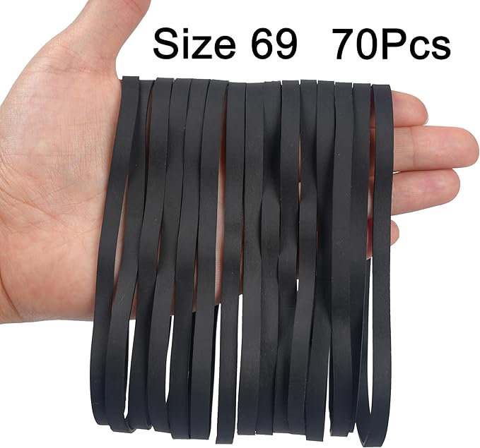 Rubber Bands 70Pcs size#69 Big black rubber band Elastic Band rubber bands office supplies (5.9" x 0.24")