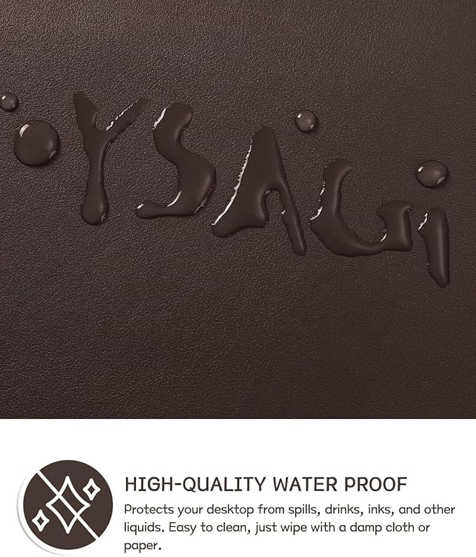 YSAGi Non-Slip Leather Desk Pad L Size, Waterproof Laptop Computer Desk Keyboard Mat, Table Protector Blotter Mat, Large Mouse Pad for Office/Work/Home/Decor(Dark Brown, 35.4" x 17")