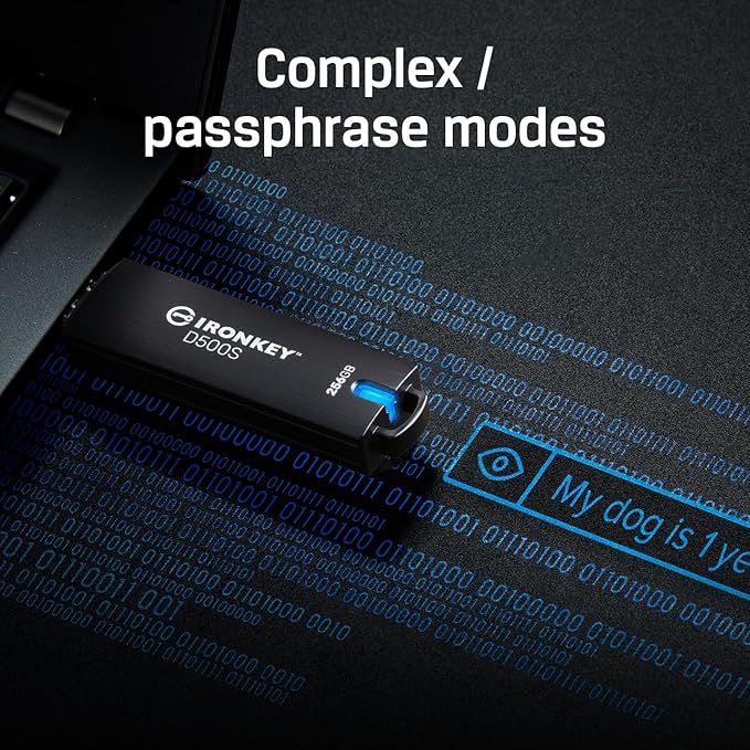 Kingston Ironkey D500S 32GB Encrypted Flash Drive | Dual Hidden Partition | FIPS 140-3 Level 3 | XTS-AES 256-bit | BadUSB and Brute Force Protection | Multi-Pin Option | IKD500S/32GB