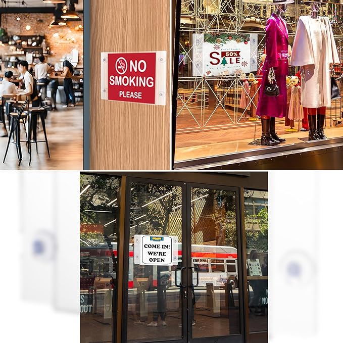 Adir Acrylic Sign Holder – Window Sign Holder with Suction Cups for Advertising and Promotion, Wall-Mount Display Frame, Clear Sign Holder Stand for Glass, Mall, Restaurants, Office - 2 Pack (8.5x5.5 Inch)