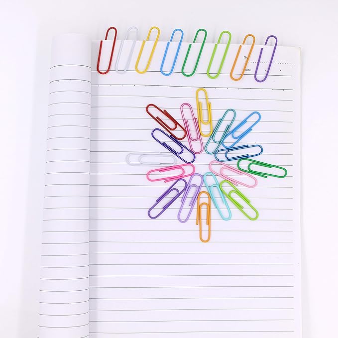500pcs Coloured Paper Clips with Plastic Box of Paper Clips for Office Stationery 33mm 20 Colors Multicoloured I