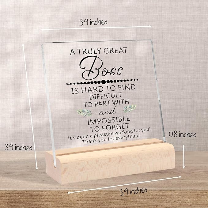 Best Boss Gifts for Women Men, Boss Lady Gifts Boss Birthday Gifts for Women Appreciation Gifts Christmas Retirement Farewell Gifts for Boss Clear Desk Decorative Sign for Boss Office Decor