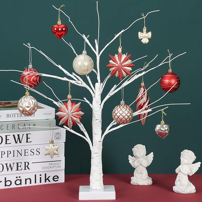 82Pcs Gold and Red Christmas Ornaments Set, Shatterproof Medium Christmas Ball Ornaments, Christmas Decorations Hanging Ornaments for Xmas Trees, Holiday, Party Decor (Gold & Red)