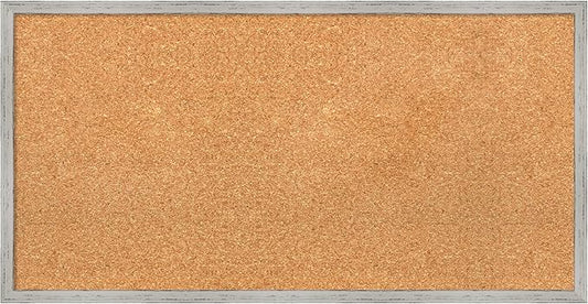 Amanti Art Natural Cork Board for Wall, 17x33 Vision Board with White Frame, Medium Corkboard Office Decor for Home Organization, Cottage Corkboard Pinboard to Display Items for Home Organization in
