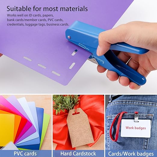 Handheld Badge Slot Hole Punch: Imlike Card Punch with Garbage Collector, Slot Puncher for PVC ID Card, Business Card, Name Tag and Luggage tag, 19/32" x 5/32" Hole, All Metal Construction