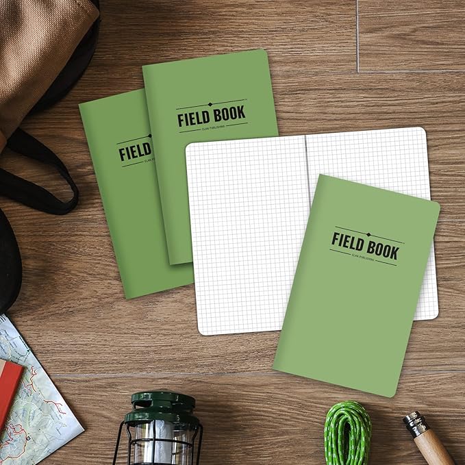 Elan Publishing Company Field Notebook/Journal - 5"x8" - Green Cover - Graph Book - Pack of 4