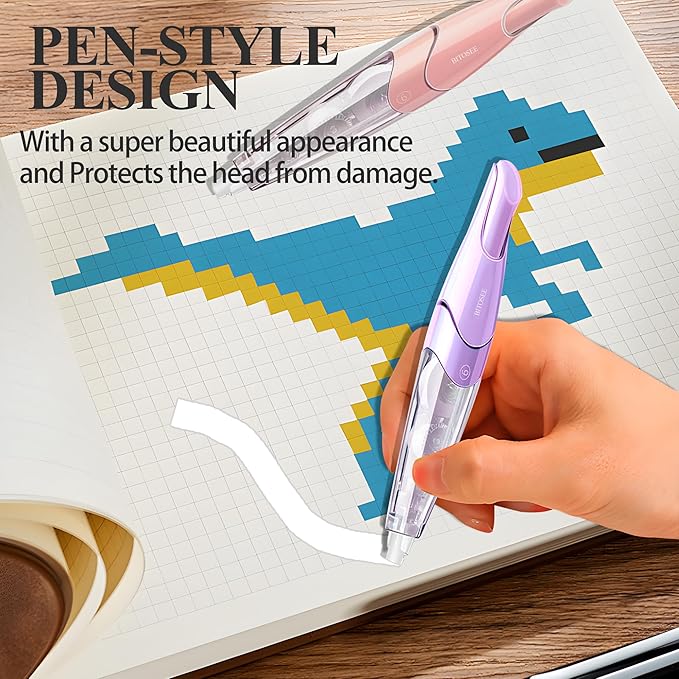 White Correction Tape, Retractable Refillable Correction Tape, With Smooth Pull Out Tape Applicator, Aesthetic Cute Correction Pen for Office Supplies