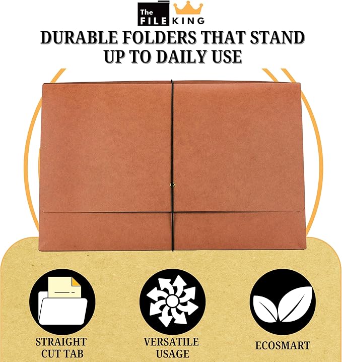 The File King Expanding File Wallet - Legal Size, 50 Pack, Red, 5.25' Expansion, 8.5-x-14-inch Paper, USA Made