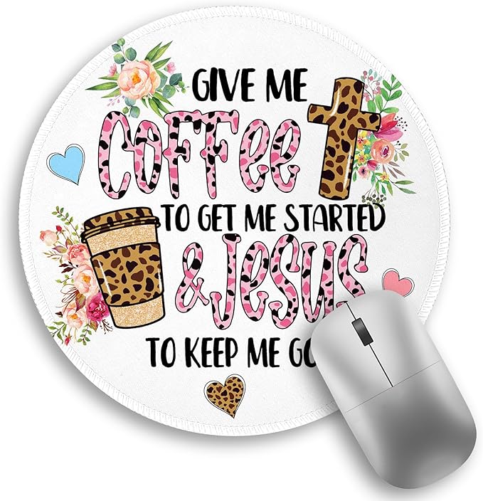 Positive Round Mouse Pad, Funny Small Mouse Pad with Non-Slip Rubber Base, Stitched Edge Mousepad for Desk Wireless Mouse, Gaming Mouse Mat for Computer Laptop Home Office Women Men, 8.6 x 8.6 Inch