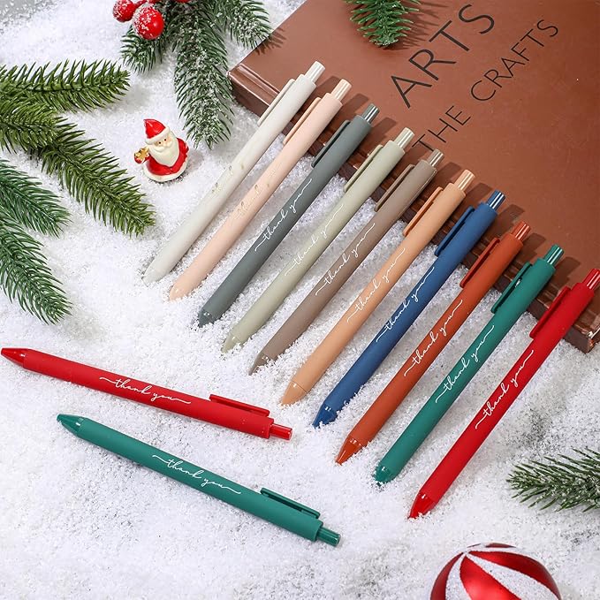 30 Pcs Thank You Pens Bulk Multicolor Ballpoint Pens Thank You Gift for Men Women Employee Appreciation Gifts Holiday Gifts for Teacher Office Party Favors(Christmas Colors)