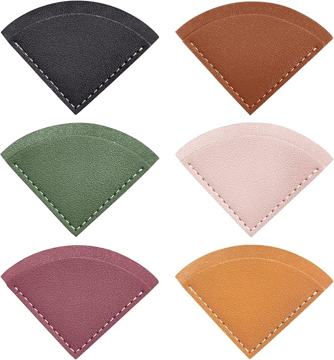 6 Pcs Fan-Shaped Page Book Marks - Leather Corner Bookmark for Women, Kids, Reading Lovers