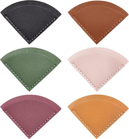 6 Pcs Fan-Shaped Page Book Marks - Leather Corner Bookmark for Women, Kids, Reading Lovers