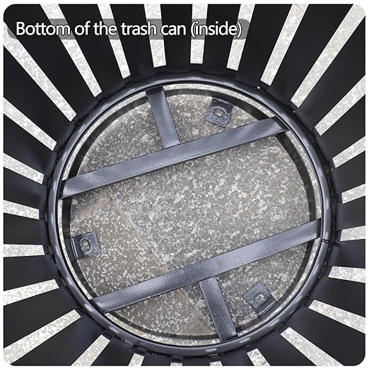 Outdoor Metal Slatted Trash Receptacle,Waste Receptacle，Commercial Trash Cans,Zone Round Garbage Bin,Square Hotel Street Patio Indoor Metal Stan (Big-Black)
