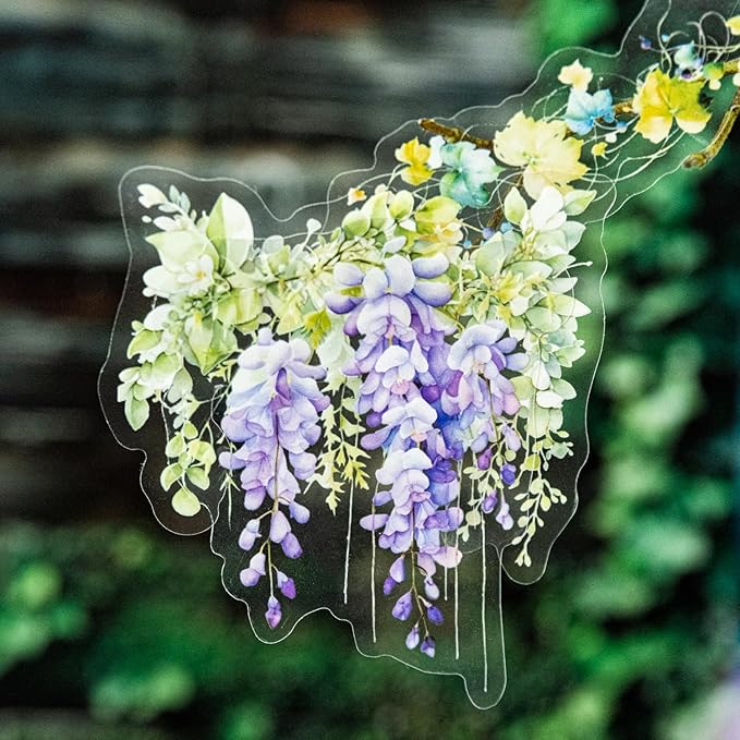 Floral Vine PET Stickers, 120 Pcs Large Botanical Ephemera for Scrapbooking, Journaling, DIY Crafting, and Art Supplies