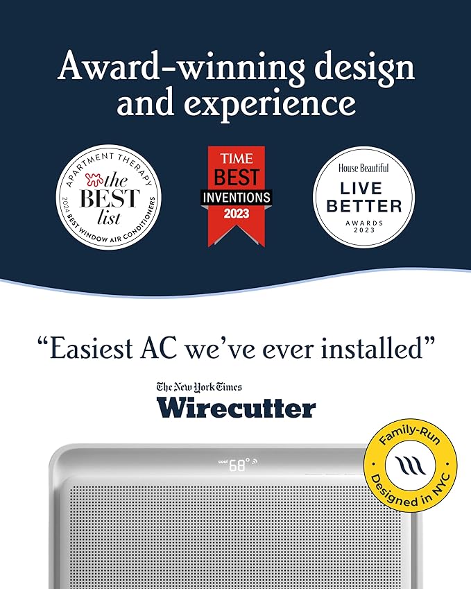 Windmill 6,000 BTU Window Air Conditioner - Quiet & Smart, Cools up to 250 Sq. Ft. - Easy Install No Assembly, App/Wi-Fi, Voice-Enabled, Remote Control