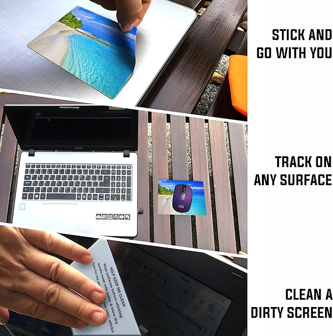 Adhesive Mouse Pad - Peel and Sticks to Any Surface - Travel Mouse Pad, Sticky for Any Surface - Excellent Tracking - Beach Soft Sand