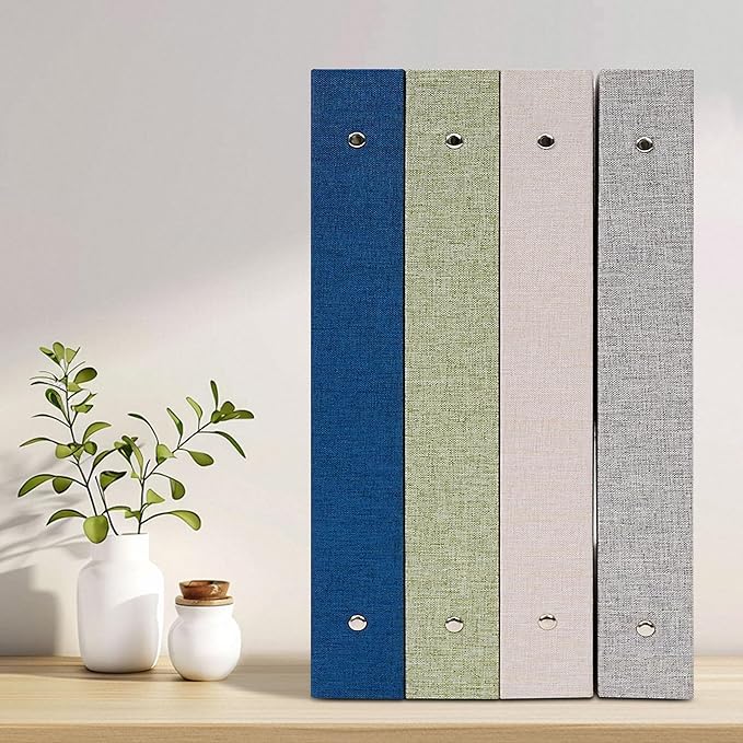 Vienrose Scrapbook Photo Album 12x12 Inch 3 Ring Binder, Linen Cover Large DIY Scrapbooks with 50 Sheets Plastic Sleeves 100 Pages Blank Khaki Inner Pages for Wedding Birthday Travel Baby Grass Green